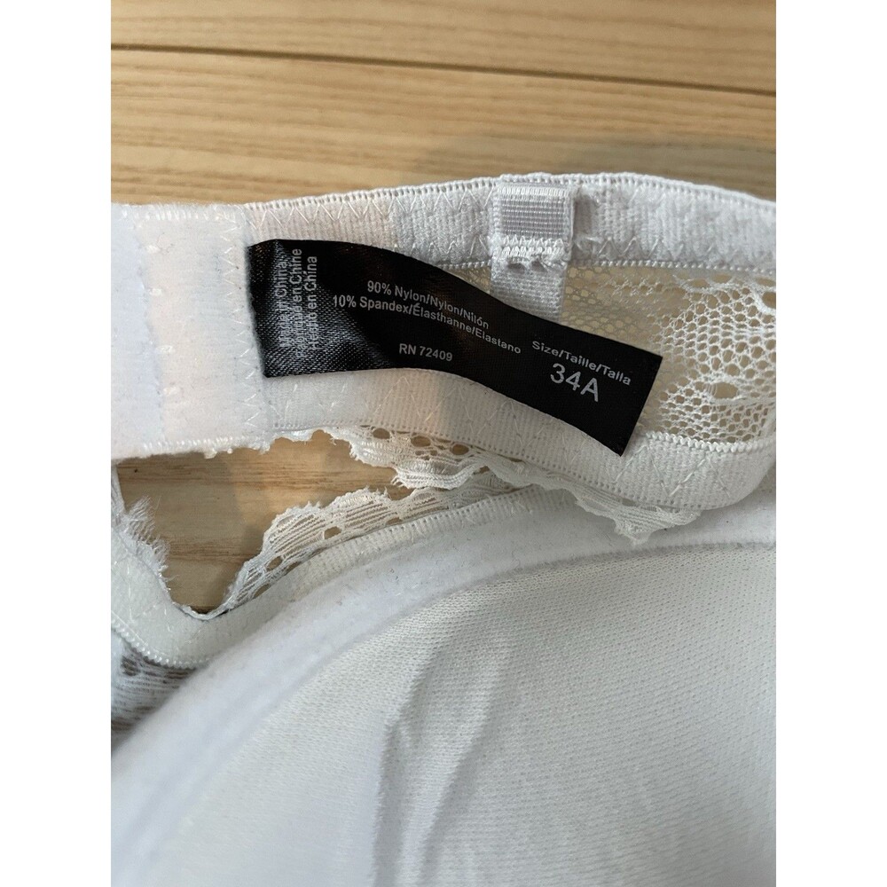 White Lace Strapless Underwire Padded Womens Bra Size 32A - Picture 4 of 5